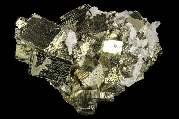 Gleaming, Cubic Pyrite Crystal Cluster - Peru #124414